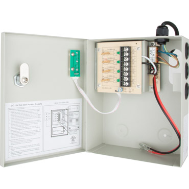 4 Output 12VDC Power Center w/Optional Backup Battery - 5 AMP - UL Listed