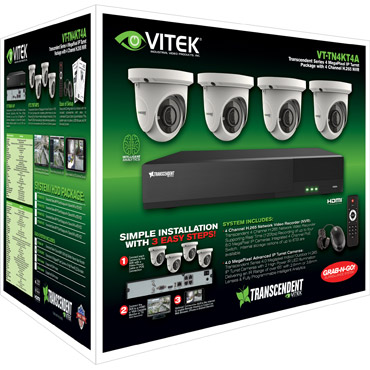 Transcendent Series 4 MegaPixel Turret Package with 4 Channel H.265 NVR