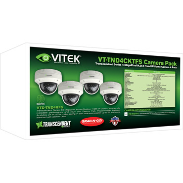 Transcendent Series IP 4 MegaPixel H.264 Fixed Dome Camera 4 Pack